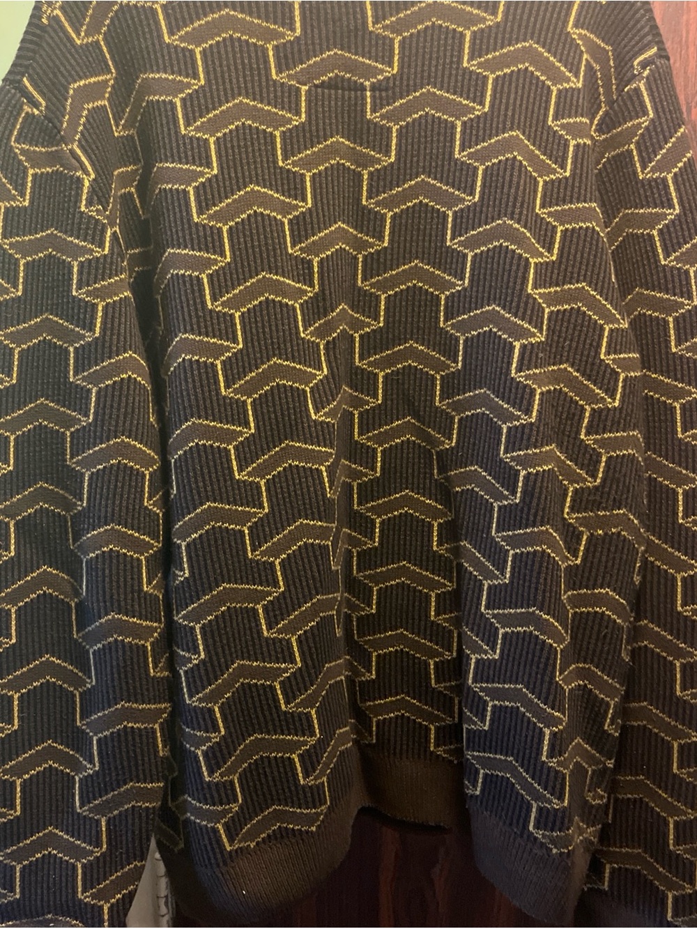 ONLY & SONS Black Crewneck Sweater with Yellow Geometric Pattern
